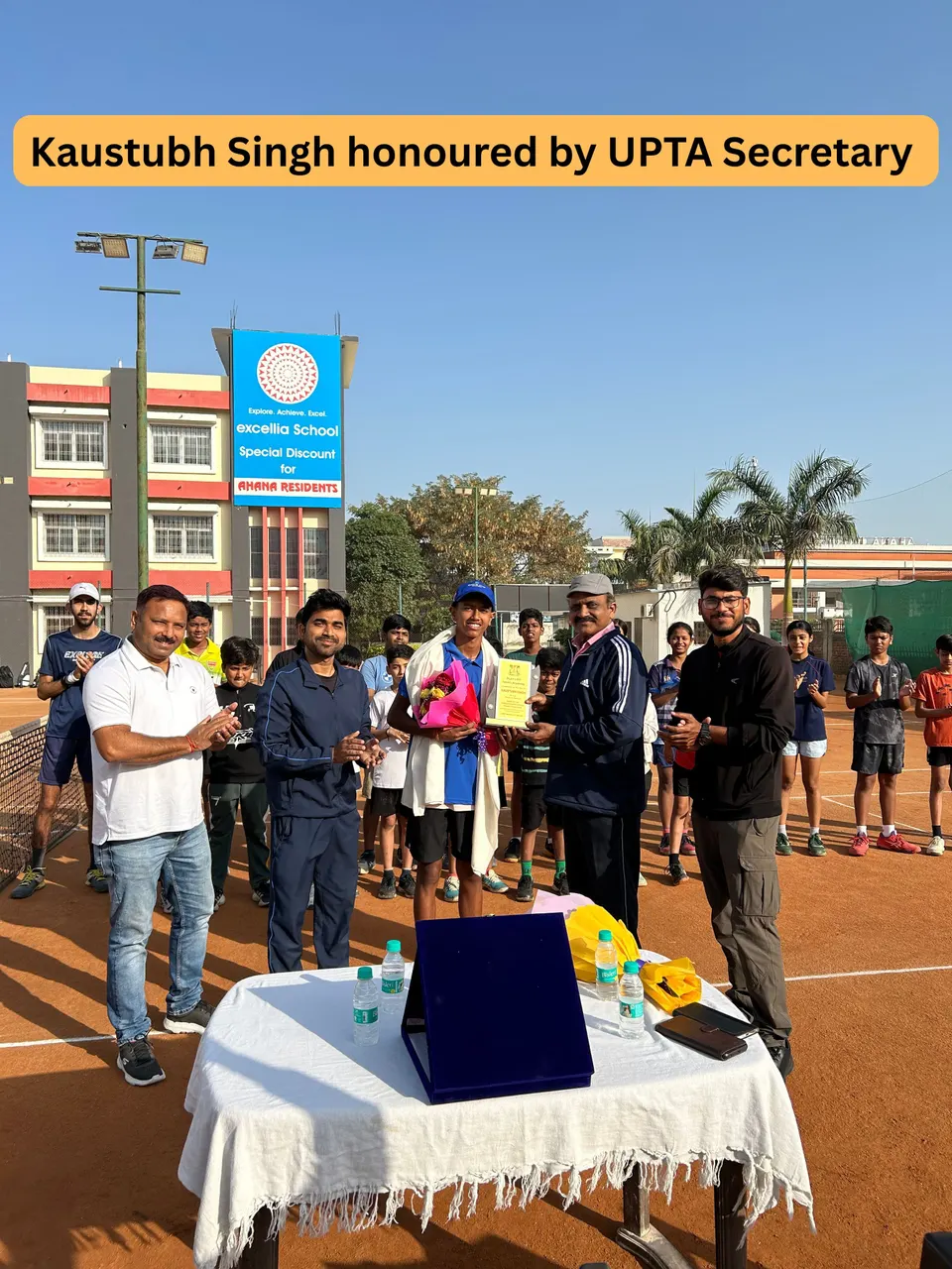 Academy photo: Kaustubh Singh honoured by the UPTA Secretary
